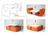 Mojis - A multifunctional modular furniture system designed for smaller living spaces.